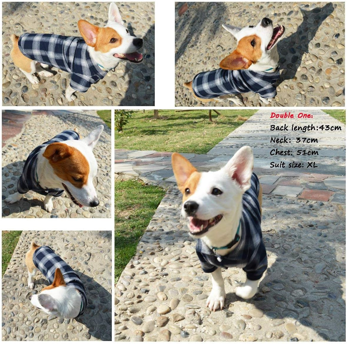 Dog Shirt, Pet Plaid Clothes Shirt T-Shirt, Sweater Bottoming Shirt for Small Dog Cat Puppy Grid Adorable Wearing Stylish Cozy Halloween,Christmas Costumes (Blue;Xl/Extra Large)
