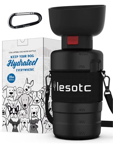lesotc Upgraded Dog Water Bottle Foldable,Portable Dog Water Dispenser,Leak Proof Pet Water Bottle for Dogs,Dog Travel Water Bottle for Outdoor Walking,Hiking,Travel,BPA Free,Lightweight