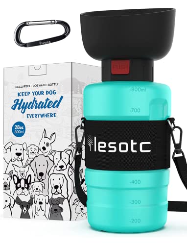 lesotc Upgraded Dog Water Bottle Foldable,Portable Dog Water Dispenser,Leak Proof Pet Water Bottle for Dogs,Dog Travel Water Bottle for Outdoor Walking,Hiking,Travel,BPA Free,Lightweight