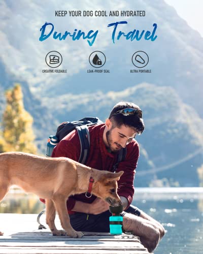 lesotc Upgraded Dog Water Bottle Foldable,Portable Dog Water Dispenser,Leak Proof Pet Water Bottle for Dogs,Dog Travel Water Bottle for Outdoor Walking,Hiking,Travel,BPA Free,Lightweight