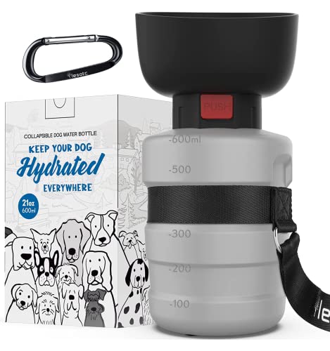 lesotc Upgraded Dog Water Bottle Foldable,Portable Dog Water Dispenser,Leak Proof Pet Water Bottle for Dogs,Dog Travel Water Bottle for Outdoor Walking,Hiking,Travel,BPA Free,Lightweight
