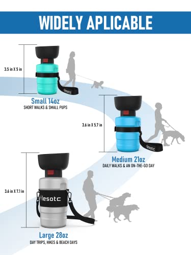 lesotc Upgraded Dog Water Bottle Foldable,Portable Dog Water Dispenser,Leak Proof Pet Water Bottle for Dogs,Dog Travel Water Bottle for Outdoor Walking,Hiking,Travel,BPA Free,Lightweight