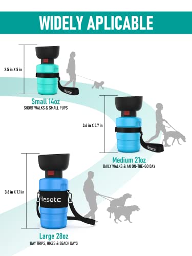 lesotc Upgraded Dog Water Bottle Foldable,Portable Dog Water Dispenser,Leak Proof Pet Water Bottle for Dogs,Dog Travel Water Bottle for Outdoor Walking,Hiking,Travel,BPA Free,Lightweight