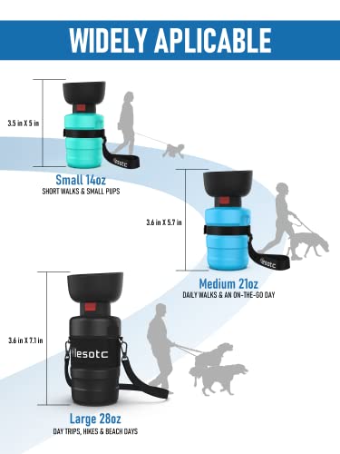 lesotc Upgraded Dog Water Bottle Foldable,Portable Dog Water Dispenser,Leak Proof Pet Water Bottle for Dogs,Dog Travel Water Bottle for Outdoor Walking,Hiking,Travel,BPA Free,Lightweight