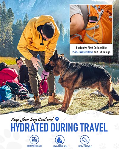 lesotc Upgraded Dog Water Bottle Foldable,Portable Dog Water Dispenser,Leak Proof Pet Water Bottle for Dogs,Dog Travel Water Bottle for Outdoor Walking,Hiking,Travel,BPA Free,Lightweight