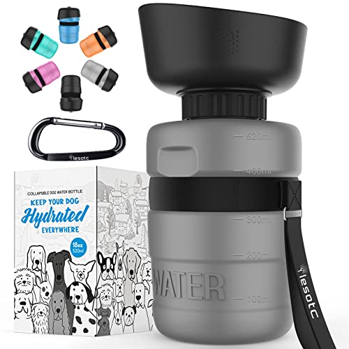 lesotc Upgraded Dog Water Bottle Foldable,Portable Dog Water Dispenser,Leak Proof Pet Water Bottle for Dogs,Dog Travel Water Bottle for Outdoor Walking,Hiking,Travel,BPA Free,Lightweight