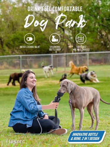 lesotc Upgraded Dog Water Bottle Foldable,Portable Dog Water Dispenser,Leak Proof Pet Water Bottle for Dogs,Dog Travel Water Bottle for Outdoor Walking,Hiking,Travel,BPA Free,Lightweight