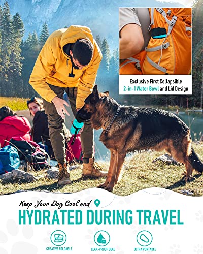lesotc Upgraded Dog Water Bottle Foldable,Portable Dog Water Dispenser,Leak Proof Pet Water Bottle for Dogs,Dog Travel Water Bottle for Outdoor Walking,Hiking,Travel,BPA Free,Lightweight