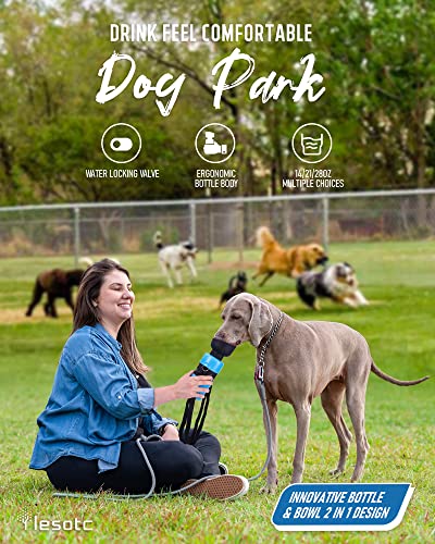 lesotc Upgraded Dog Water Bottle Foldable,Portable Dog Water Dispenser,Leak Proof Pet Water Bottle for Dogs,Dog Travel Water Bottle for Outdoor Walking,Hiking,Travel,BPA Free,Lightweight