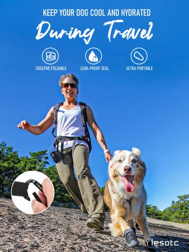 lesotc Upgraded Dog Water Bottle Foldable,Portable Dog Water Dispenser,Leak Proof Pet Water Bottle for Dogs,Dog Travel Water Bottle for Outdoor Walking,Hiking,Travel,BPA Free,Lightweight