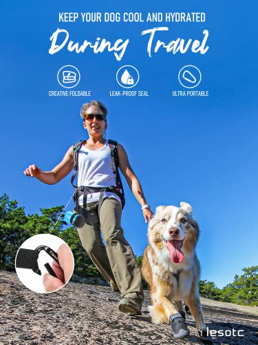 lesotc Upgraded Dog Water Bottle Foldable,Portable Dog Water Dispenser,Leak Proof Pet Water Bottle for Dogs,Dog Travel Water Bottle for Outdoor Walking,Hiking,Travel,BPA Free,Lightweight