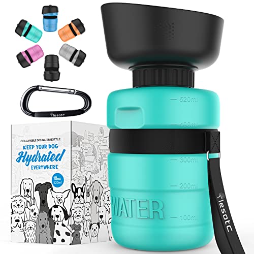 lesotc Upgraded Dog Water Bottle Foldable,Portable Dog Water Dispenser,Leak Proof Pet Water Bottle for Dogs,Dog Travel Water Bottle for Outdoor Walking,Hiking,Travel,BPA Free,Lightweight