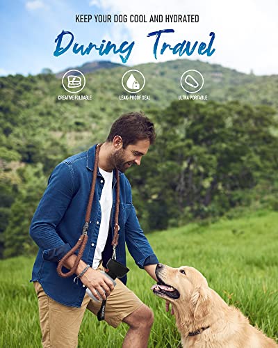 lesotc Upgraded Dog Water Bottle Foldable,Portable Dog Water Dispenser,Leak Proof Pet Water Bottle for Dogs,Dog Travel Water Bottle for Outdoor Walking,Hiking,Travel,BPA Free,Lightweight