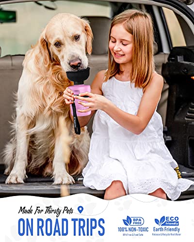 lesotc Upgraded Dog Water Bottle Foldable,Portable Dog Water Dispenser,Leak Proof Pet Water Bottle for Dogs,Dog Travel Water Bottle for Outdoor Walking,Hiking,Travel,BPA Free,Lightweight