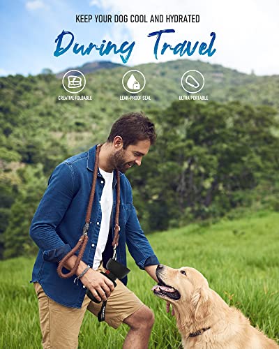 lesotc Upgraded Dog Water Bottle Foldable,Portable Dog Water Dispenser,Leak Proof Pet Water Bottle for Dogs,Dog Travel Water Bottle for Outdoor Walking,Hiking,Travel,BPA Free,Lightweight