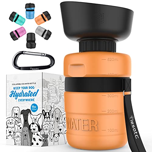 lesotc Upgraded Dog Water Bottle Foldable,Portable Dog Water Dispenser,Leak Proof Pet Water Bottle for Dogs,Dog Travel Water Bottle for Outdoor Walking,Hiking,Travel,BPA Free,Lightweight