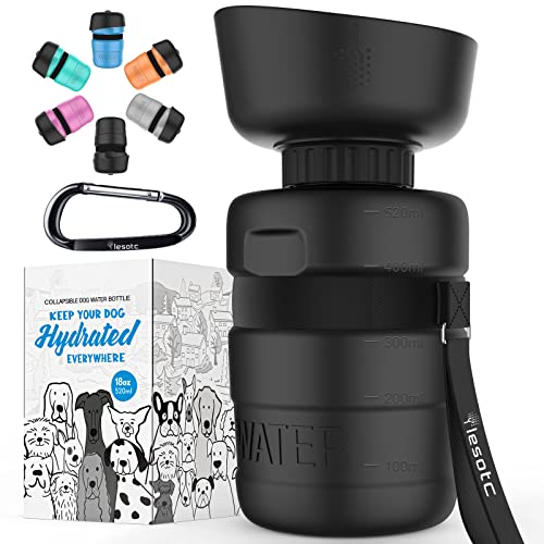 lesotc Upgraded Dog Water Bottle Foldable,Portable Dog Water Dispenser,Leak Proof Pet Water Bottle for Dogs,Dog Travel Water Bottle for Outdoor Walking,Hiking,Travel,BPA Free,Lightweight