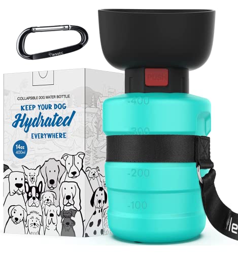 lesotc Upgraded Dog Water Bottle Foldable,Portable Dog Water Dispenser,Leak Proof Pet Water Bottle for Dogs,Dog Travel Water Bottle for Outdoor Walking,Hiking,Travel,BPA Free,Lightweight