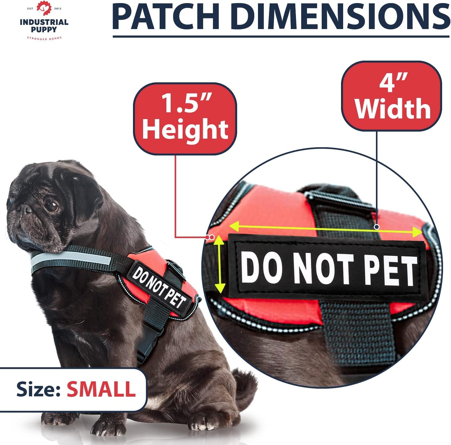 Do Not Pet Patch - Attachable Patches with Hook Backing for Do Not Pet Dog Vest Harness or Collar - Service Dog, Emotional Support, Service Dog in Training, and Therapy Dog Patches