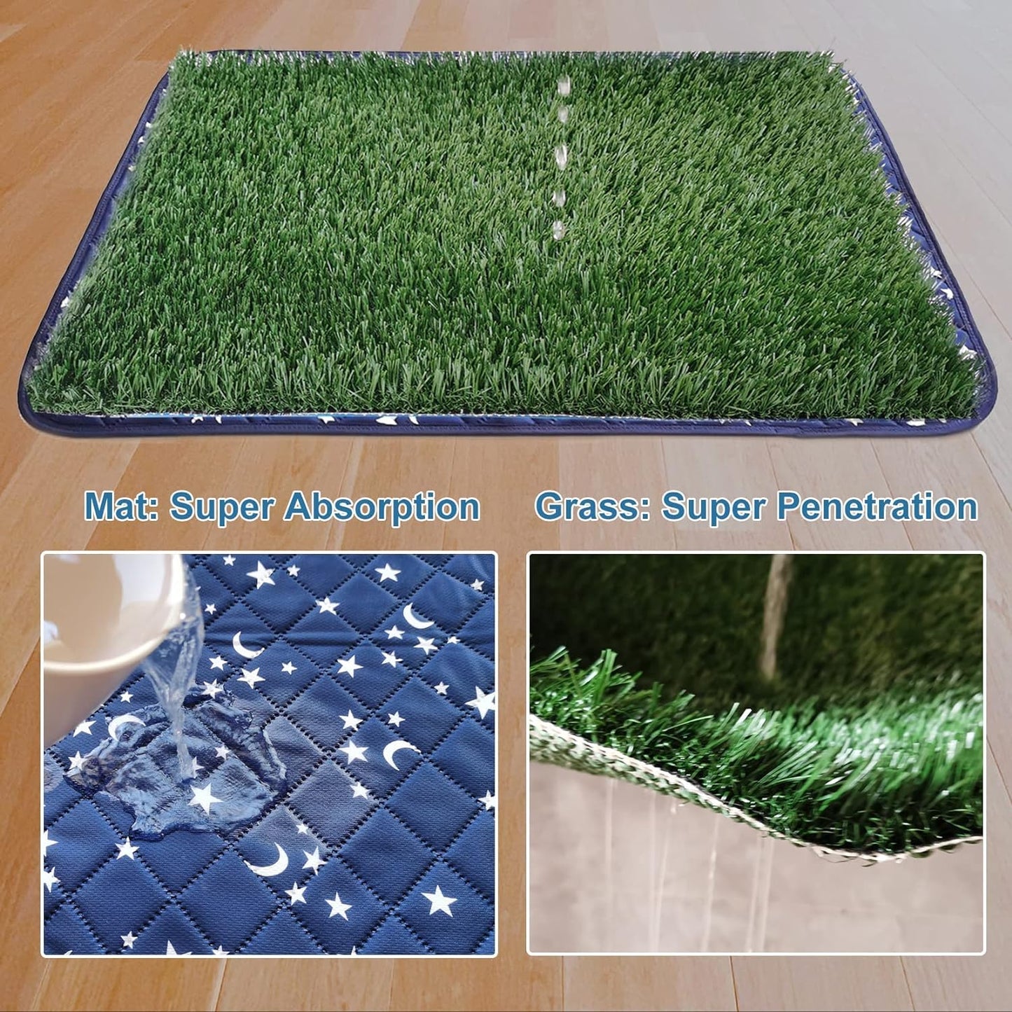 Upgrade Large Dog Grass Pad (30’’X20’’), 2-PCS Artificial Grass Dog Turf and Washable Pee Pad, Professional Reusable Dog Grass Pee Pad, Training Use for Indoor Outdoor Apartment, Fit for Medium Dogs