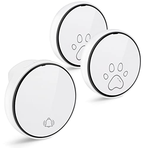Comsmart Smart Wireless Dog Door Bell, Doggie Doorbell for Pet Potty Training Communication Go Outside Press Button with 38 Melodies 4 Volume Levels LED Flash (1 Receiver & 1 Transmitter)