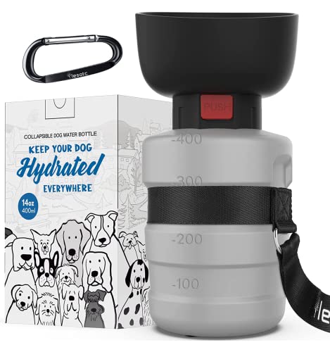 lesotc Upgraded Dog Water Bottle Foldable,Portable Dog Water Dispenser,Leak Proof Pet Water Bottle for Dogs,Dog Travel Water Bottle for Outdoor Walking,Hiking,Travel,BPA Free,Lightweight