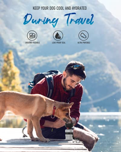 lesotc Upgraded Dog Water Bottle Foldable,Portable Dog Water Dispenser,Leak Proof Pet Water Bottle for Dogs,Dog Travel Water Bottle for Outdoor Walking,Hiking,Travel,BPA Free,Lightweight