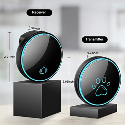 Comsmart Smart Wireless Dog Door Bell, Doggie Doorbell for Pet Potty Training Communication Go Outside Press Button with 38 Melodies 4 Volume Levels LED Flash (1 Receiver & 1 Transmitter)