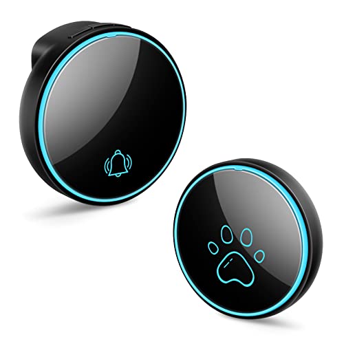 Comsmart Smart Wireless Dog Door Bell, Doggie Doorbell for Pet Potty Training Communication Go Outside Press Button with 38 Melodies 4 Volume Levels LED Flash (1 Receiver & 1 Transmitter)