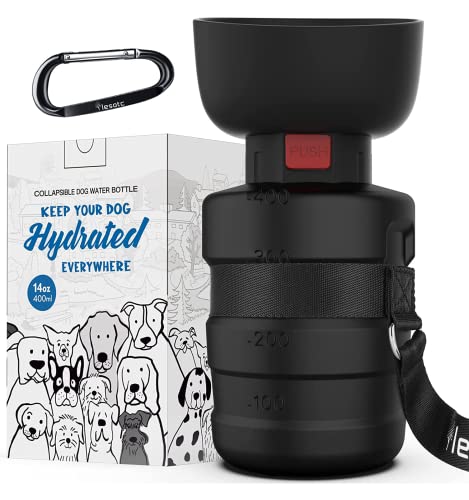 lesotc Upgraded Dog Water Bottle Foldable,Portable Dog Water Dispenser,Leak Proof Pet Water Bottle for Dogs,Dog Travel Water Bottle for Outdoor Walking,Hiking,Travel,BPA Free,Lightweight