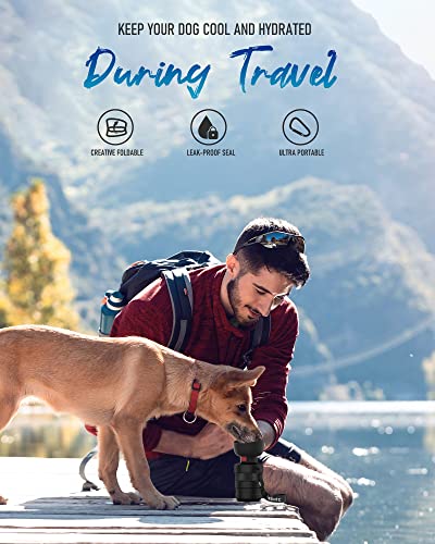 lesotc Upgraded Dog Water Bottle Foldable,Portable Dog Water Dispenser,Leak Proof Pet Water Bottle for Dogs,Dog Travel Water Bottle for Outdoor Walking,Hiking,Travel,BPA Free,Lightweight