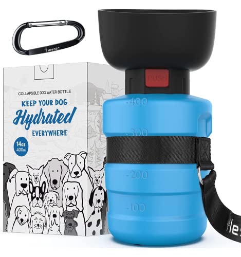 lesotc Upgraded Dog Water Bottle Foldable,Portable Dog Water Dispenser,Leak Proof Pet Water Bottle for Dogs,Dog Travel Water Bottle for Outdoor Walking,Hiking,Travel,BPA Free,Lightweight