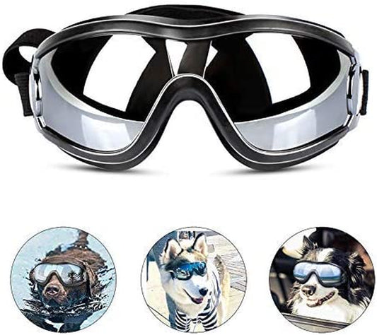 Dog Sunglasses Dog Goggles Adjustable Strap for Travel Skiing and Anti-Fog Dog Snow Goggles Pet Goggles for Medium to Large Dog