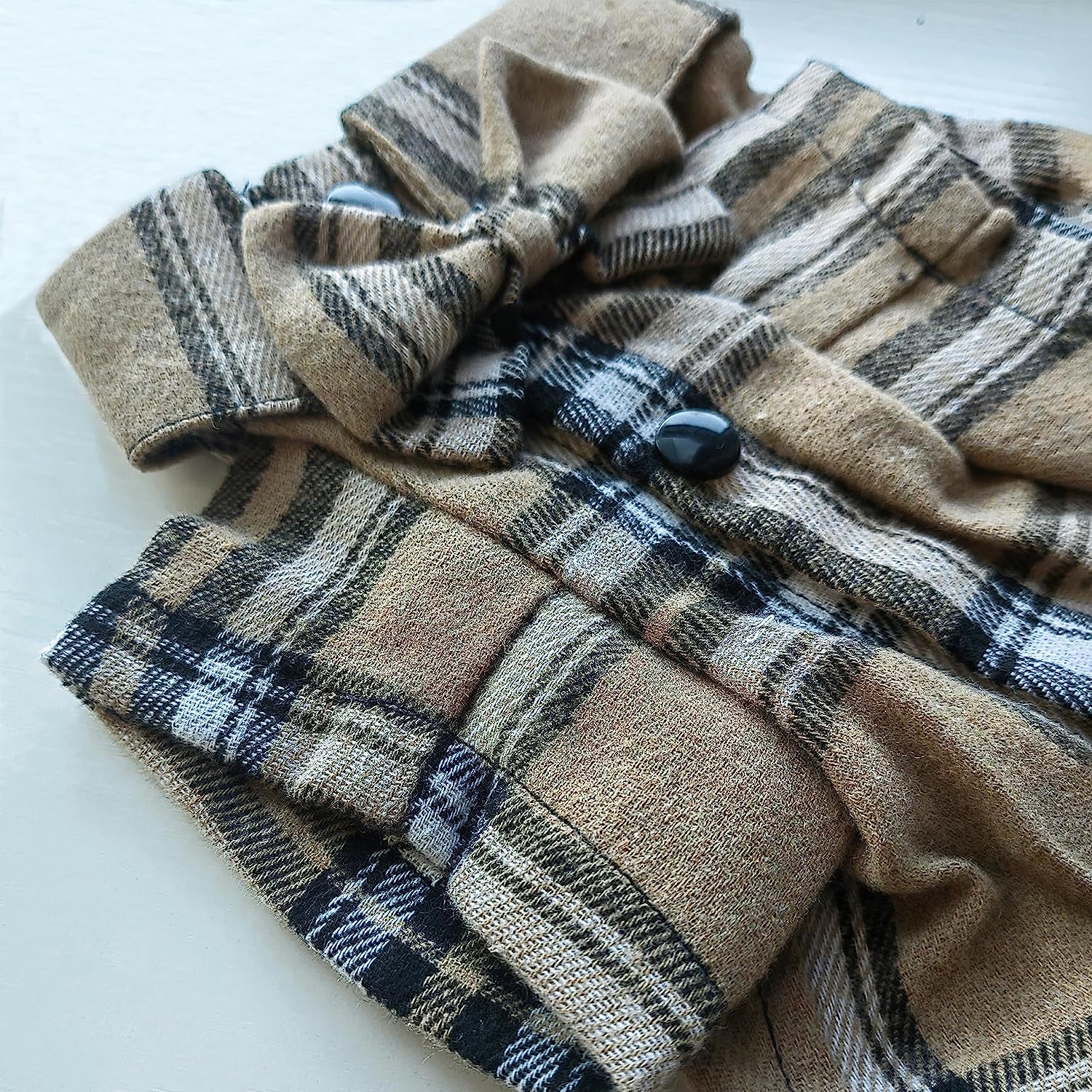 Soft Casual Dog Plaid Shirt,Gentle Dog Western Shirt Pet Clothes, Dog Cotton Shirt with Bow Tie for Wedding,Christmas Costumes (Medium, Dark Khaki)
