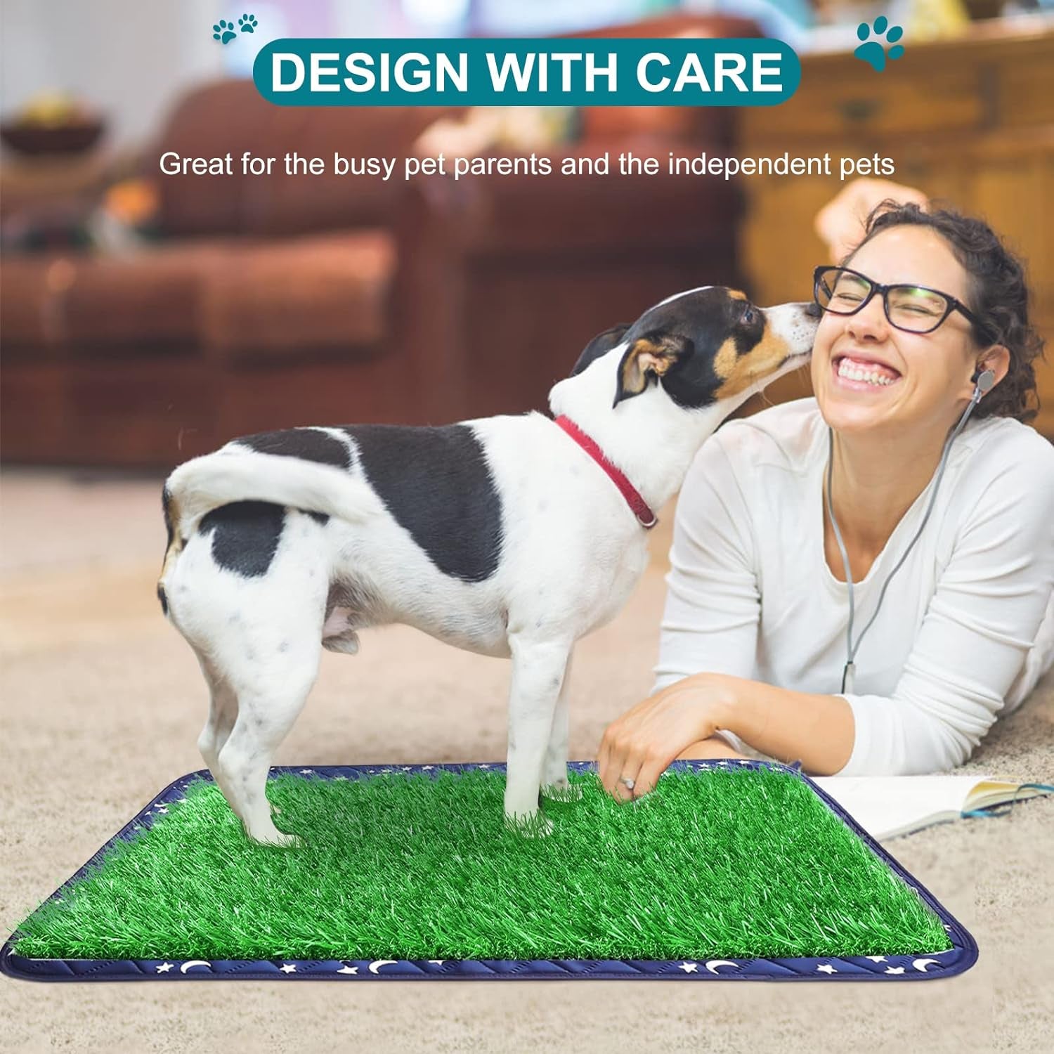 Upgrade Large Dog Grass Pad (30’’X20’’), 2-PCS Artificial Grass Dog Turf and Washable Pee Pad, Professional Reusable Dog Grass Pee Pad, Training Use for Indoor Outdoor Apartment, Fit for Medium Dogs